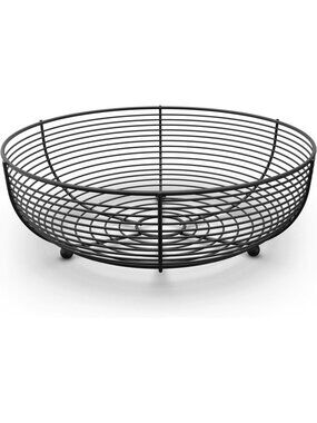 New Black Wire Countertop Fruit Bowl Bread Vegetable Snack Basket 11.2 inch
